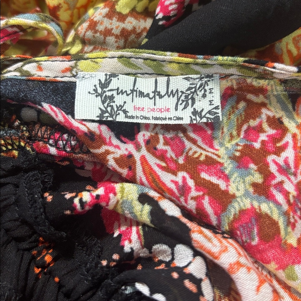 Free People Wildflower Black Multi Print Maxi Slip - Picture 7 of 7